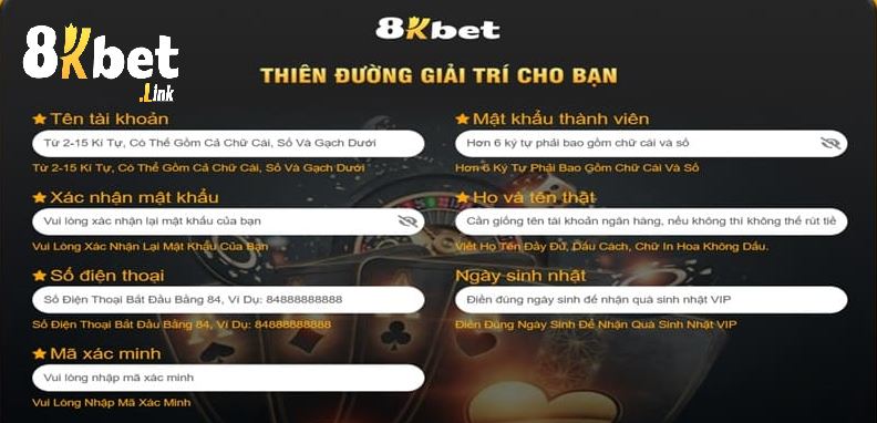 Đăng ký 8KBet siêu đơn giản